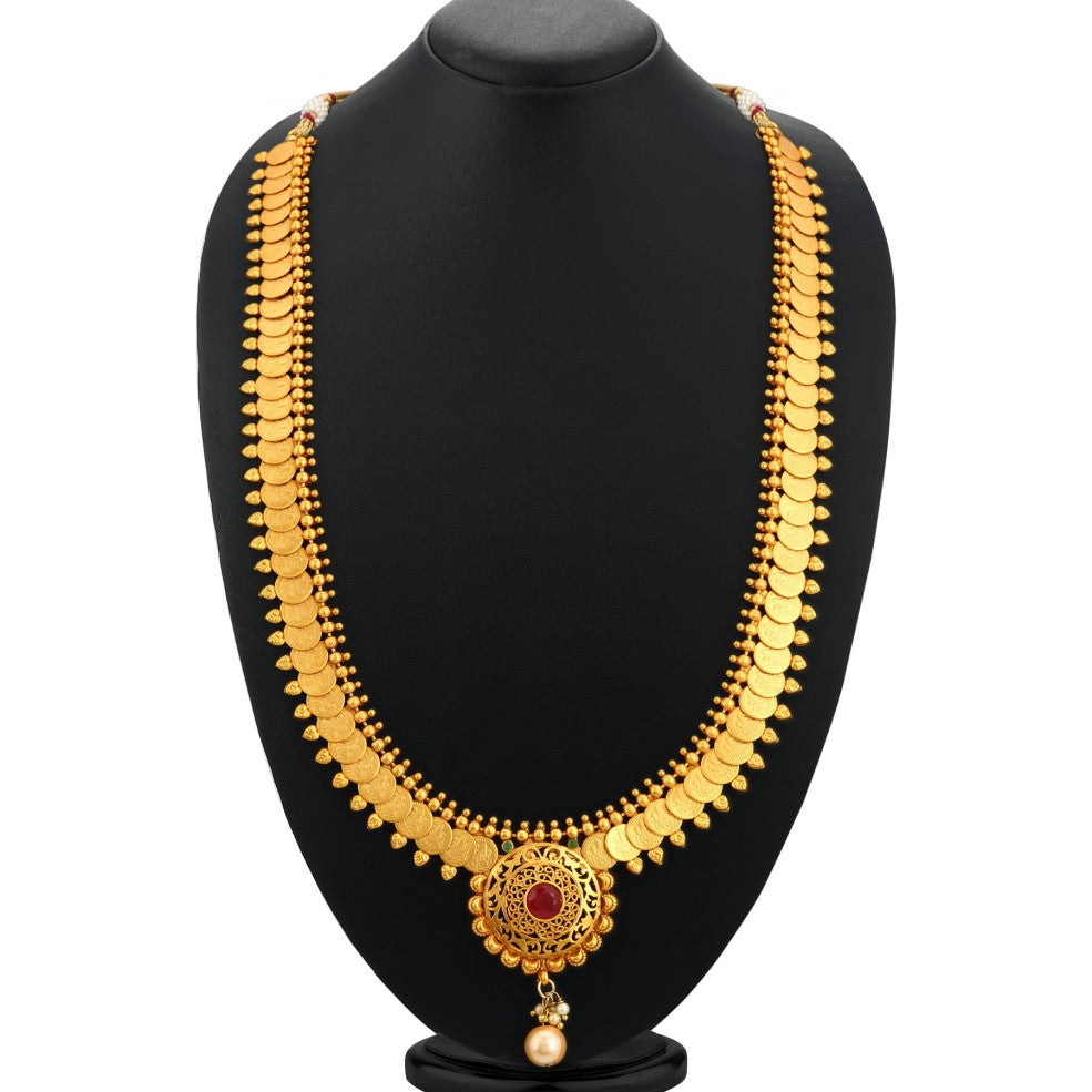 Sukkhi Dazzling Gold Plated Temple Coin Necklace Set For Women