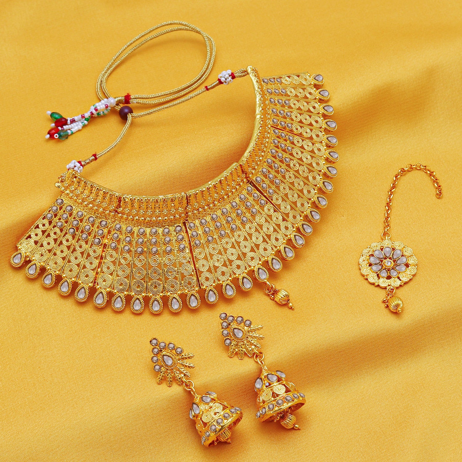 Sukkhi Exclusive Gold Plated Jalebi choker Necklace Set For Women