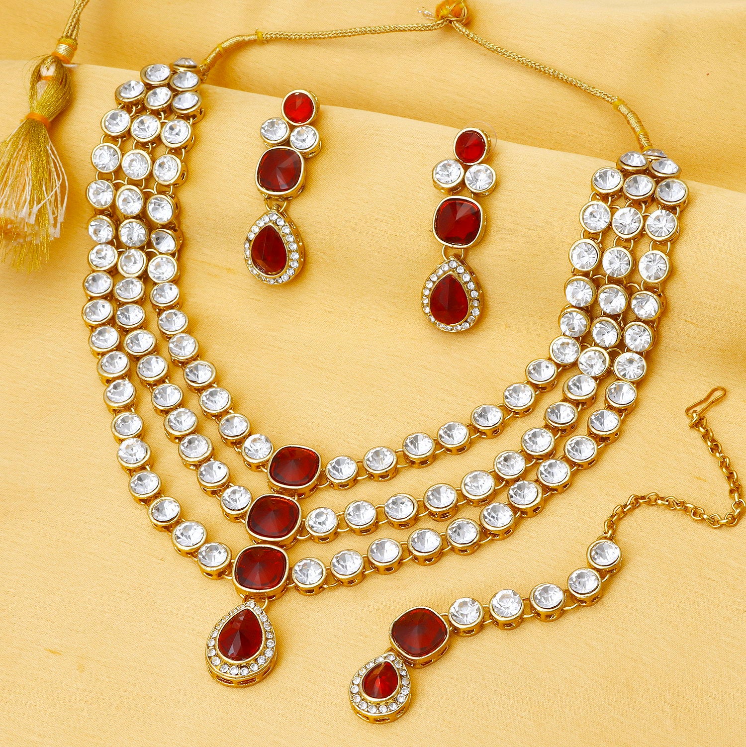 Sukkhi Modish Gold Plated Kundan Long Haram Necklace Set for Women