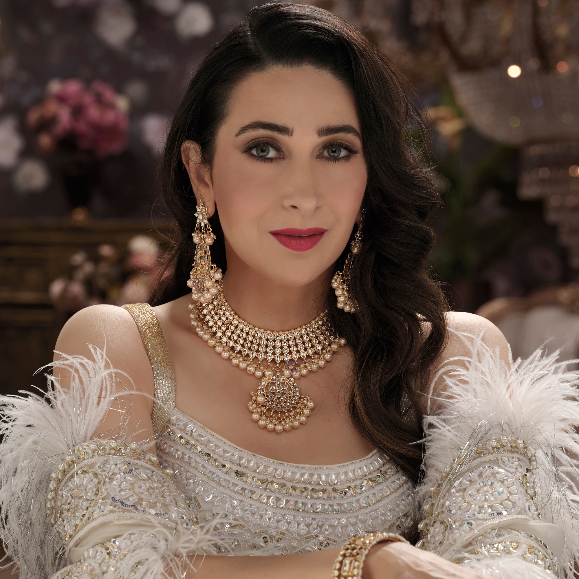 Sukkhi Trendy Gold Plated Kundan & Pearl Choker Necklace Set Worn By Karisma Kapoor