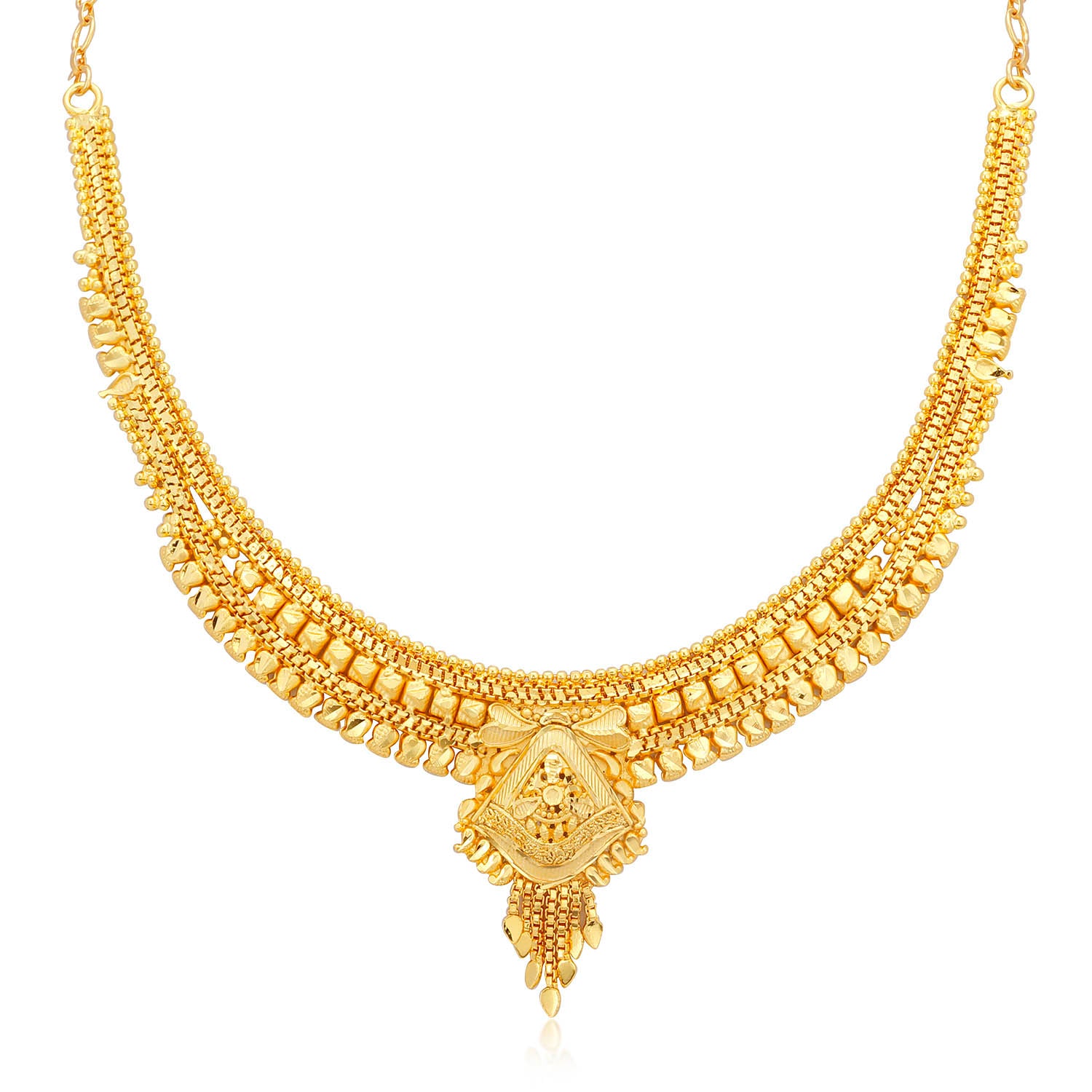 Sukkhi Gleaming Alloy 24 Carat 1 Gram Gold Jewellery Necklace Set for Women