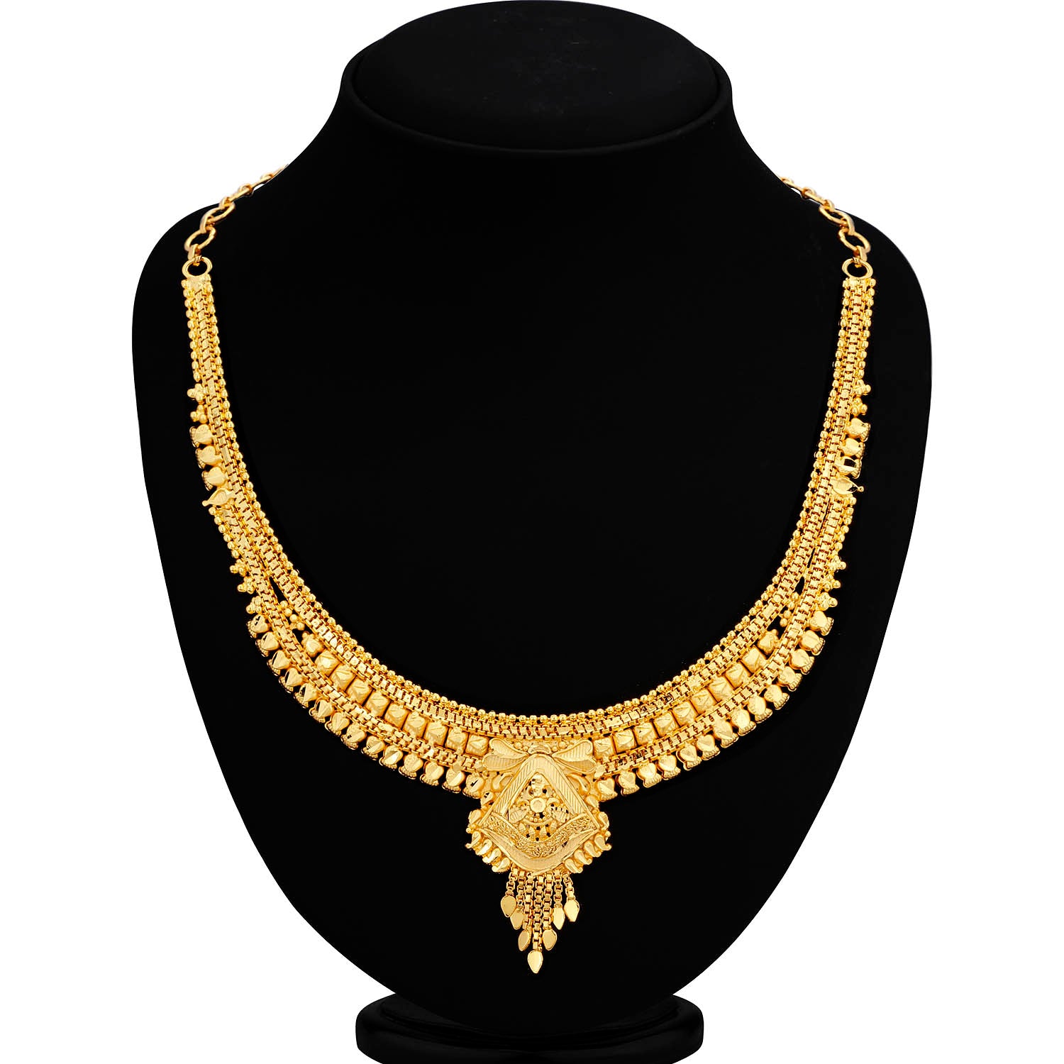 Sukkhi Gleaming Alloy 24 Carat 1 Gram Gold Jewellery Necklace Set for Women