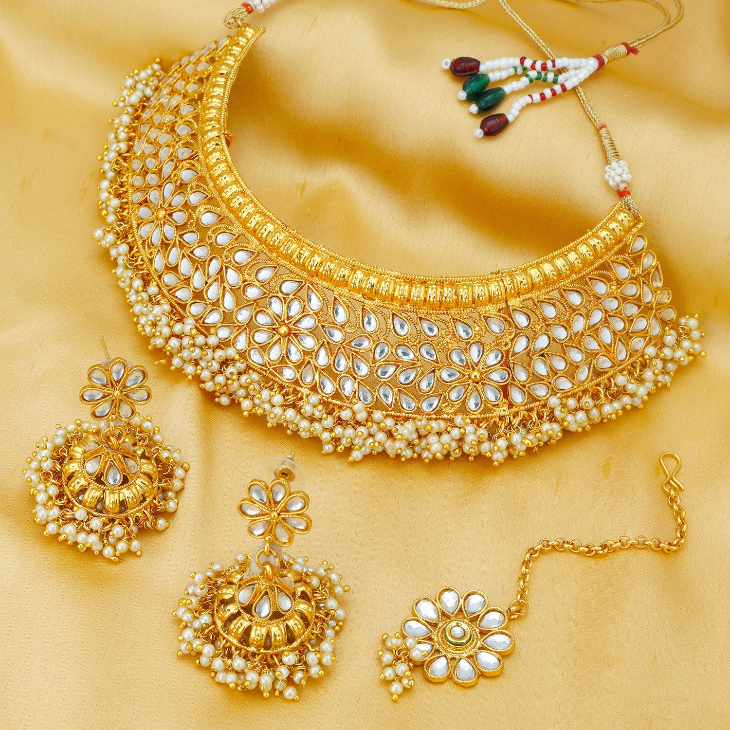 Sukkhi Antique Rajwadi Gold Plated Choker Necklace Set For Women