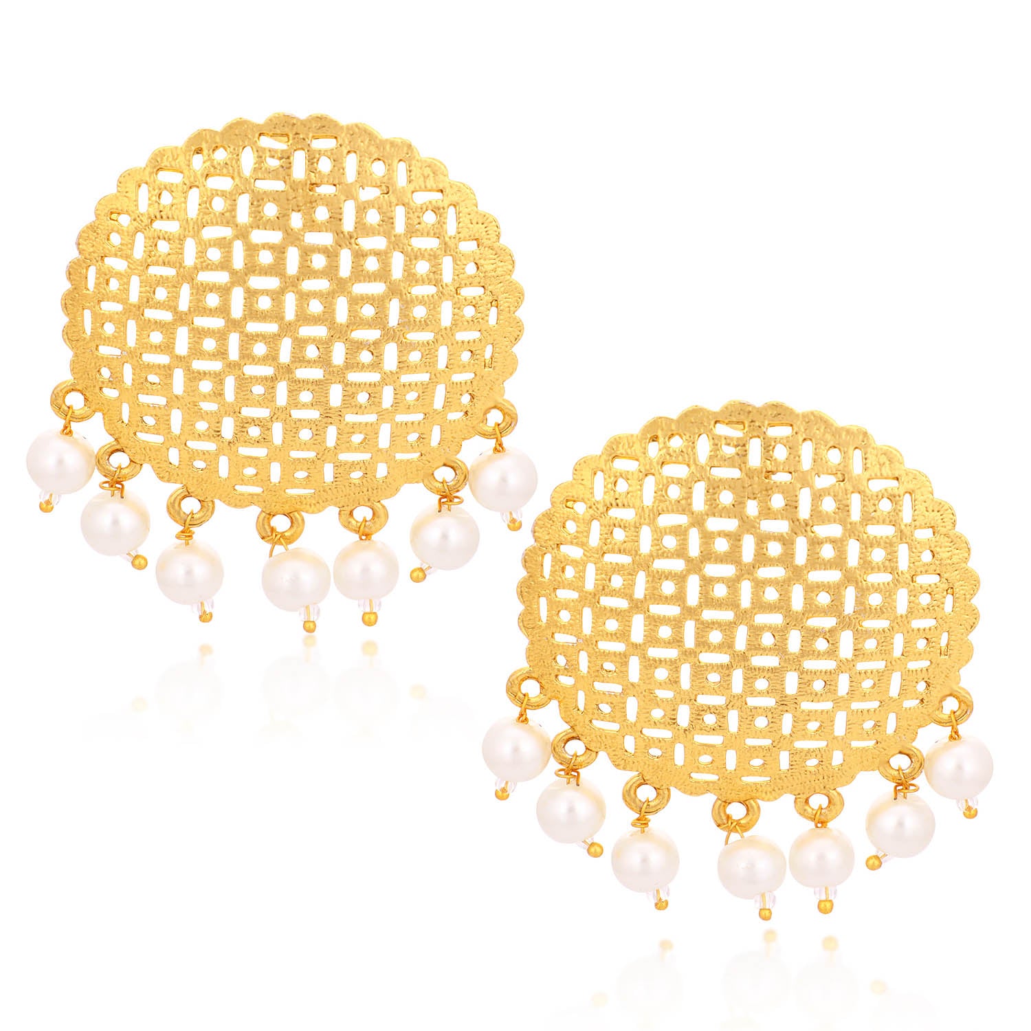 Sukkhi Classic Gold Plated Pearl Choker Necklace Set For Women