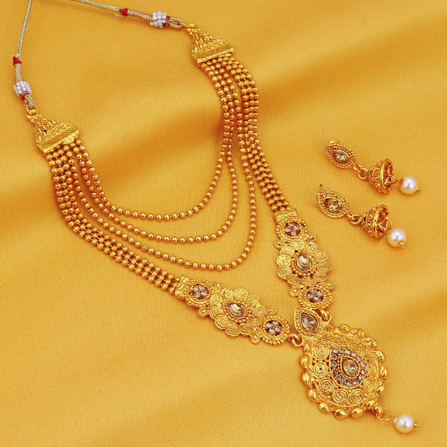 Sukkhi Traditional Gold Plated Long Haram Dual Necklace Set for women