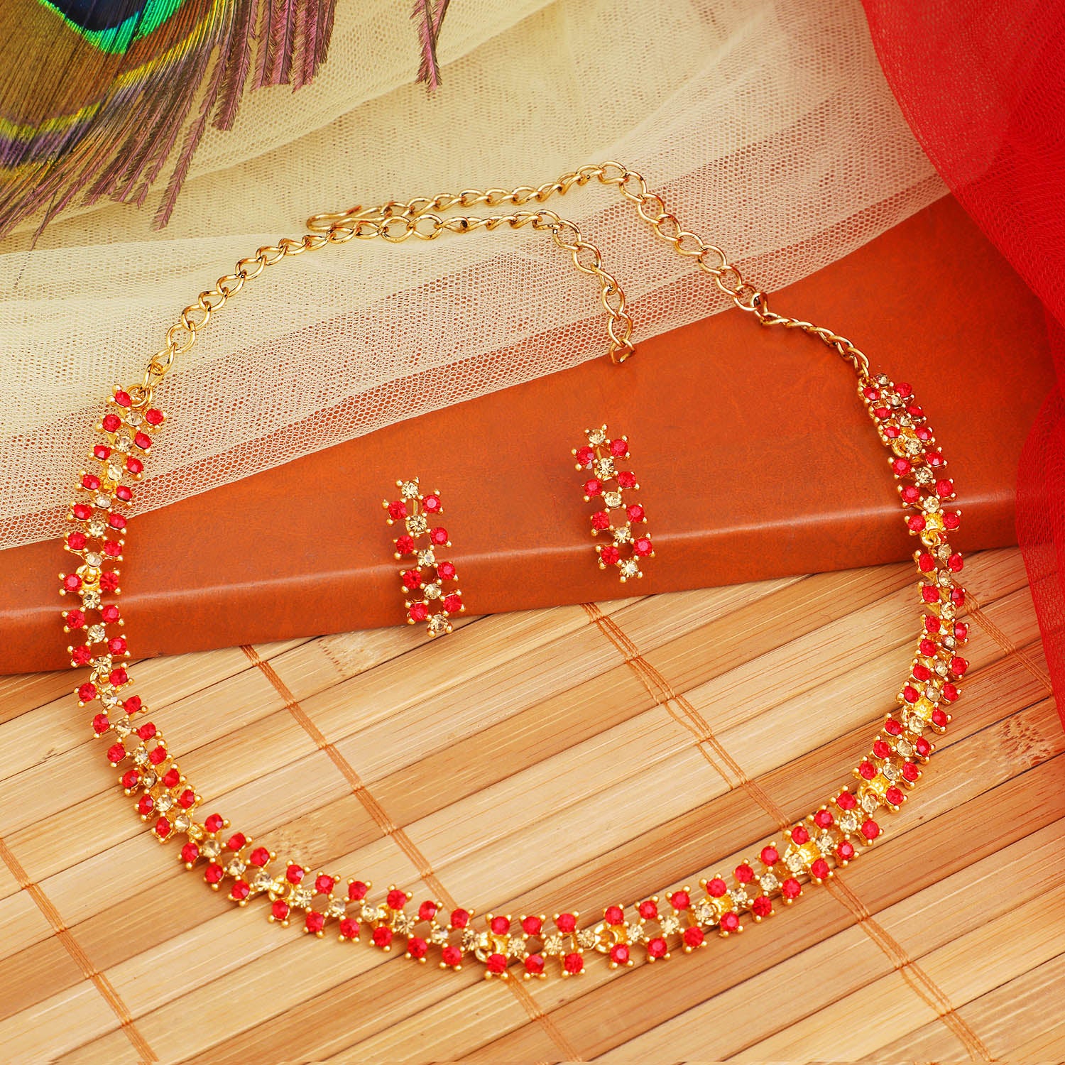 Sukkhi Divine LCT and Red Stone Gold Plated Necklace Set for Women