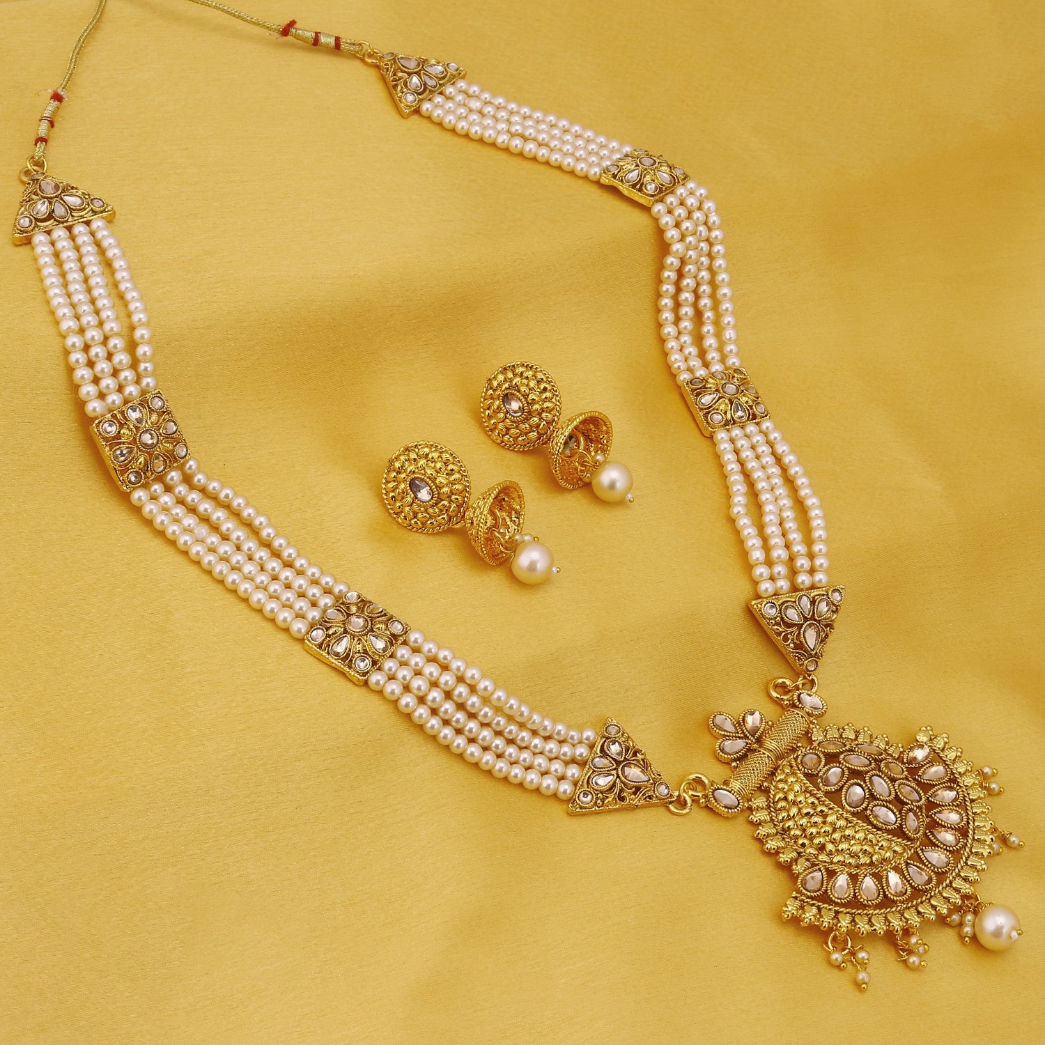 Sukkhi Classic Gold Plated Pearl Long Haram Necklace Set For Women