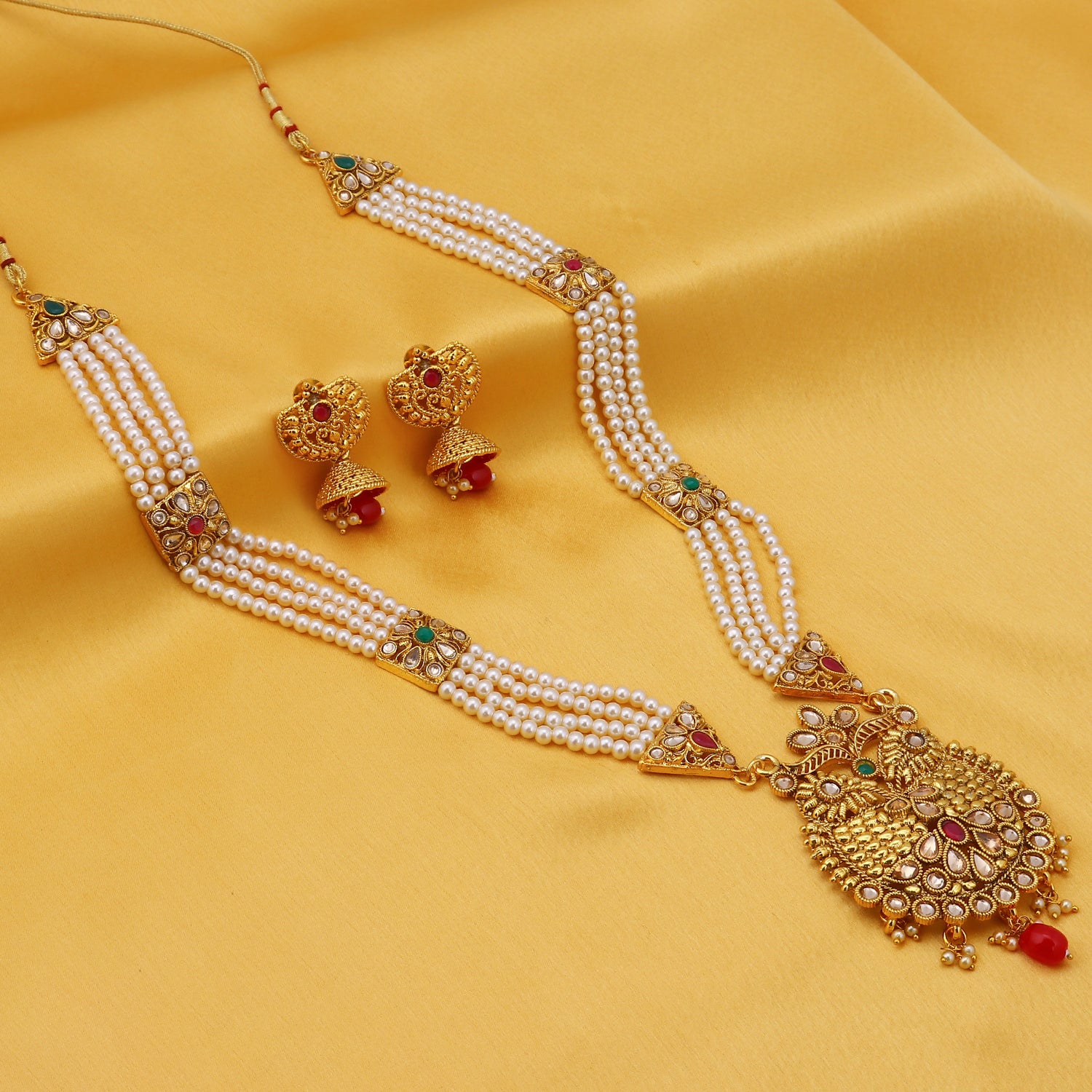 Sukkhi Dazzling Gold Plated Pearl Long Haram Necklace Set For Women