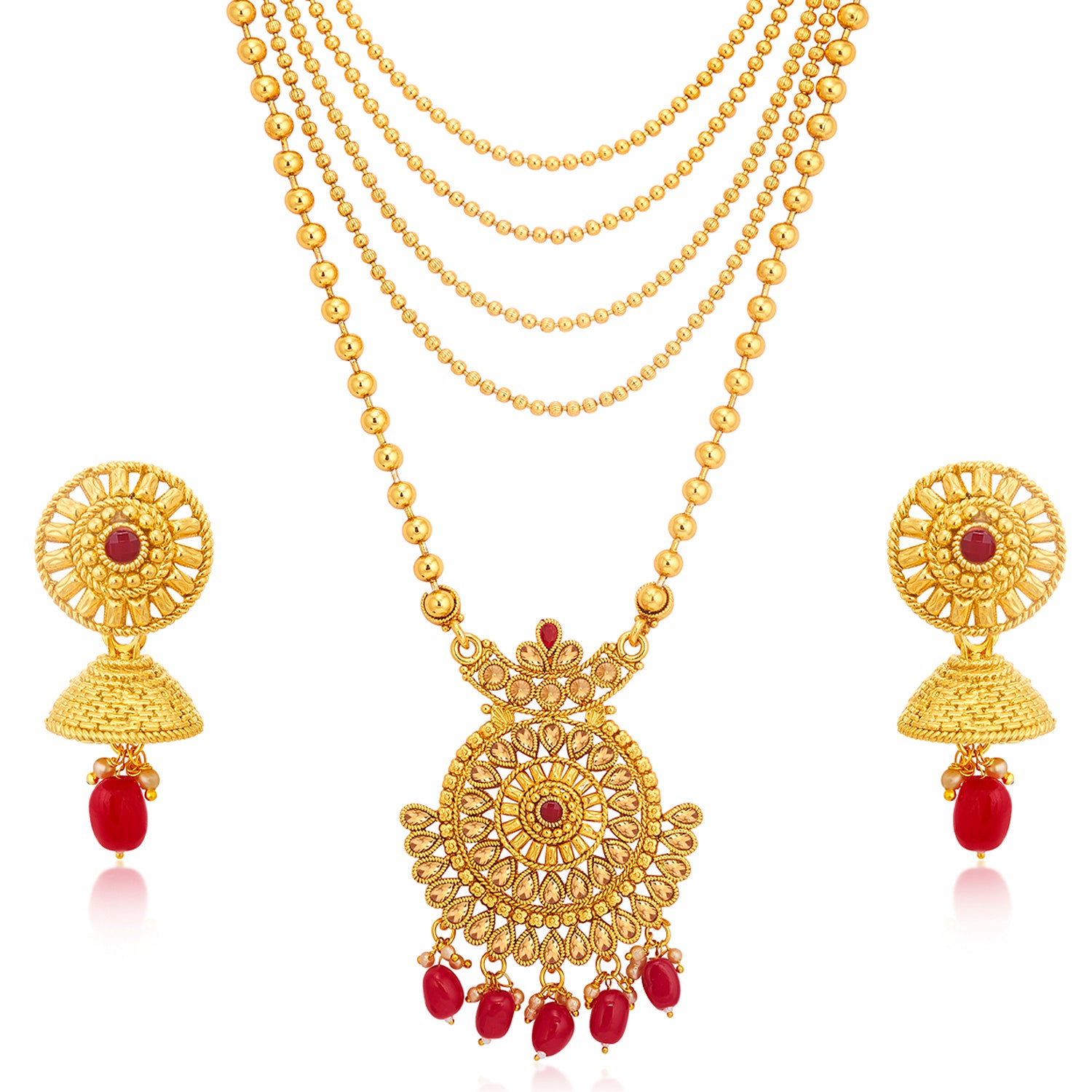 Sukkhi Gleaming LCT Gold Plated Long Haram Necklace Set For Women
