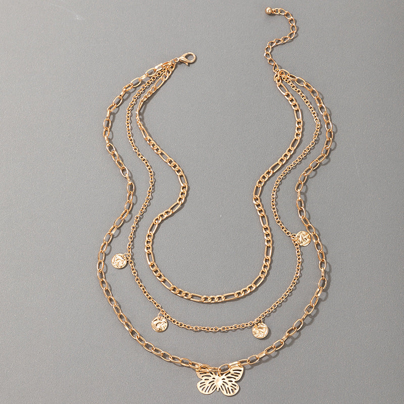 Scintillare by Sukkhi Attractive Multi Layered Gold Plated Butterfly Necklace for Women