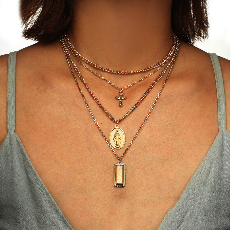 Scintillare by Sukkhi Ravishing Multi Layered Cross Gold Plated Necklace for Women