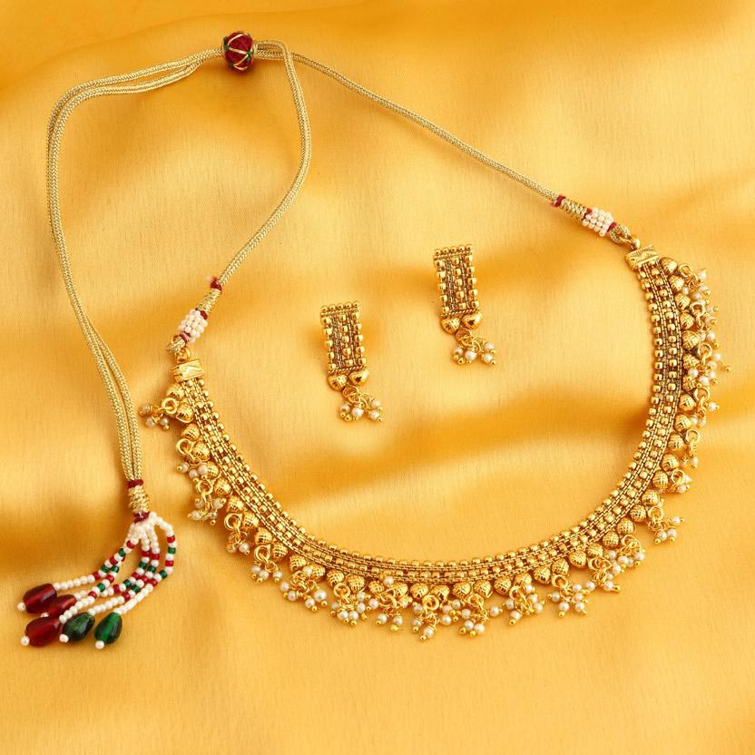 Sukkhi Glorious Gold Plated Choker Necklace Set For Women