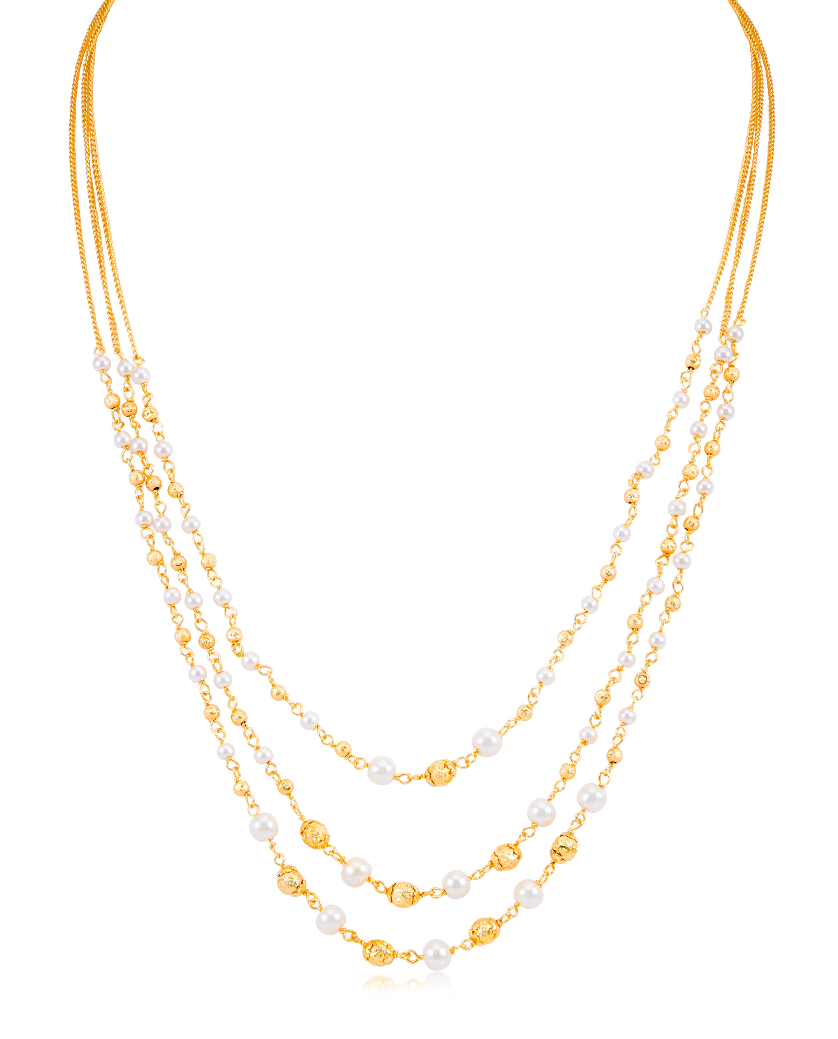 Sukkhi Modern 3 String Gold Plated Necklace Set for Women