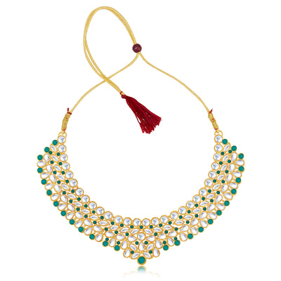 Sukkhi Attractive Gold Plated Kundan Choker Necklace Set for Women