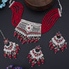 Sukkhi Designer Floral Rhodium Plated Choker Necklace Set For Women