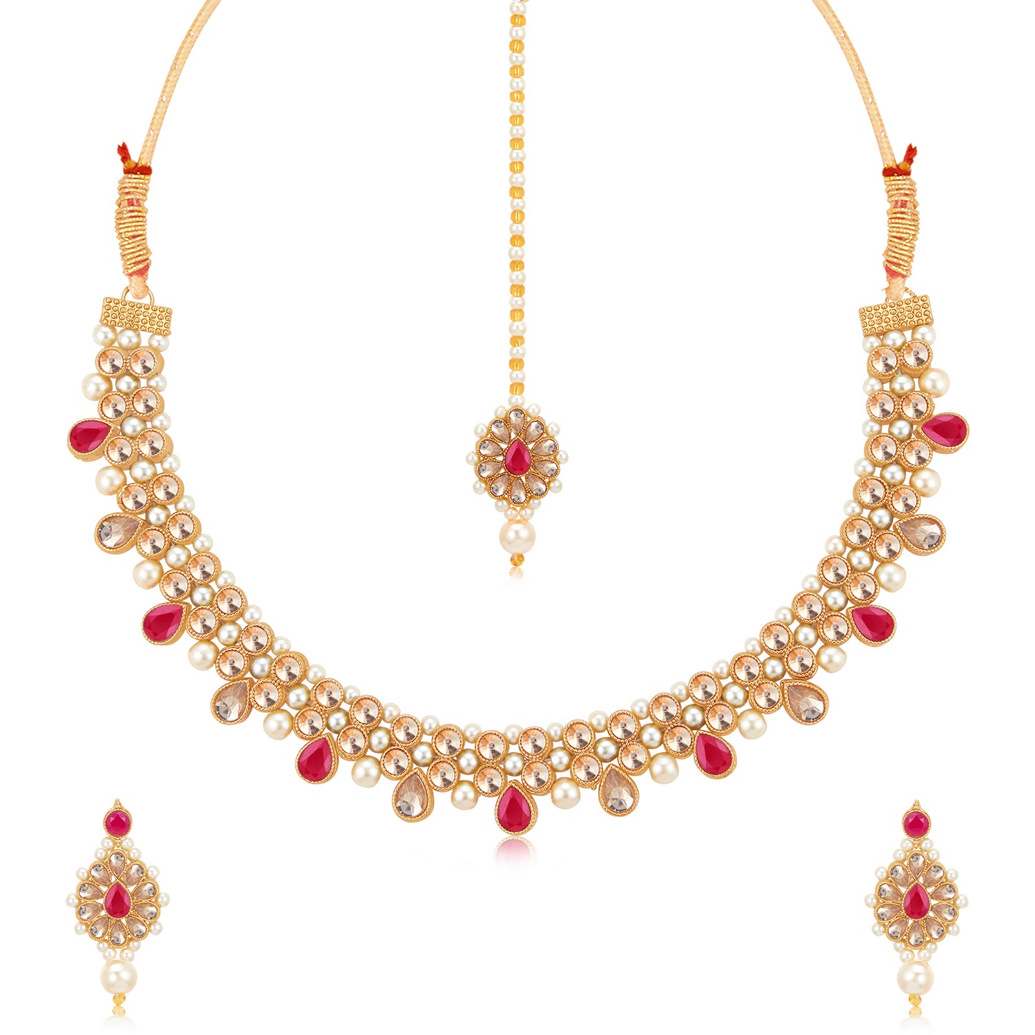 Sukkhi Beautiful Gold Plated Kundan & Pearl Choker Necklace Set for Women