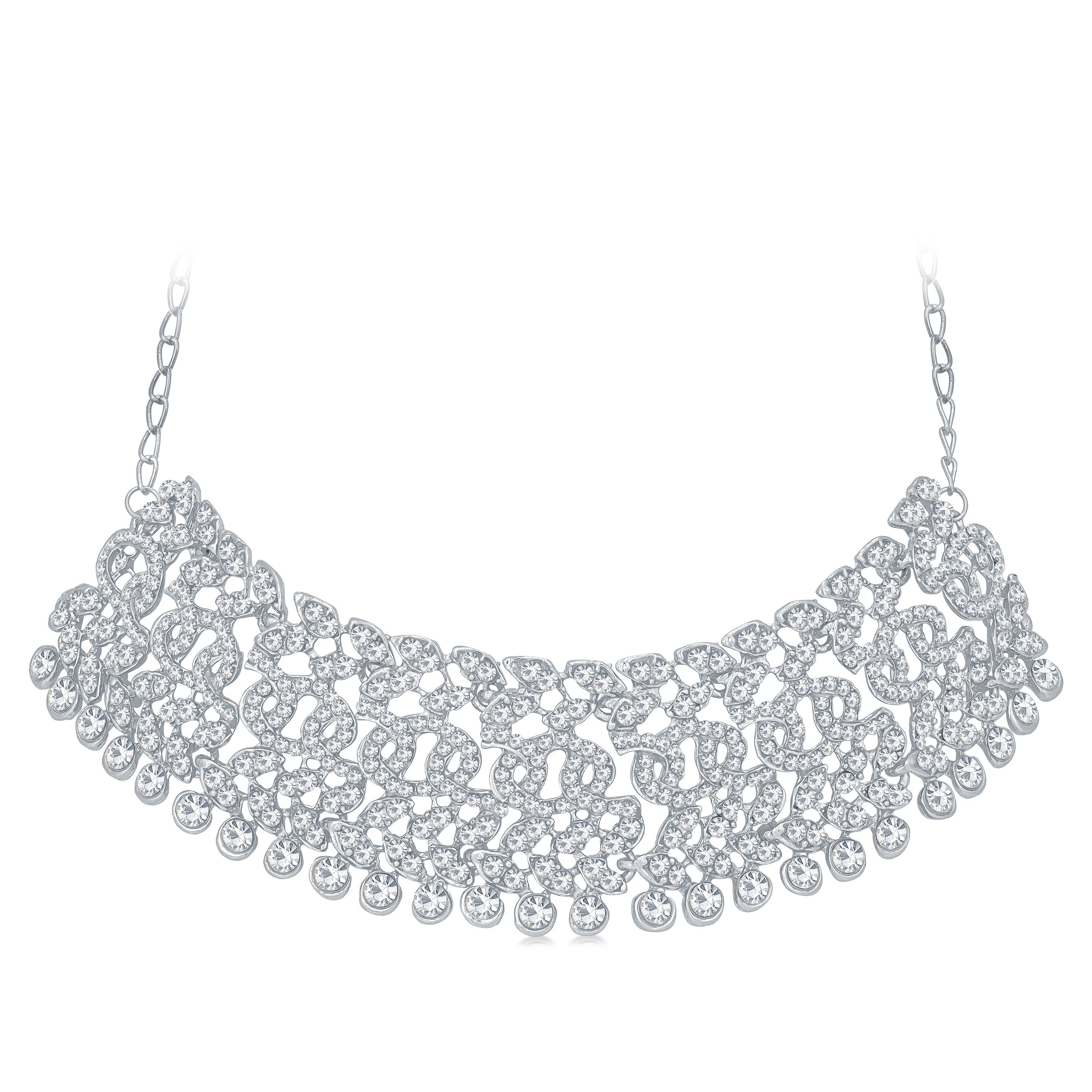 Sukkhi Padmavti Traditional Rhodium Plated Austrian Diamond Choker Necklace Set for Women