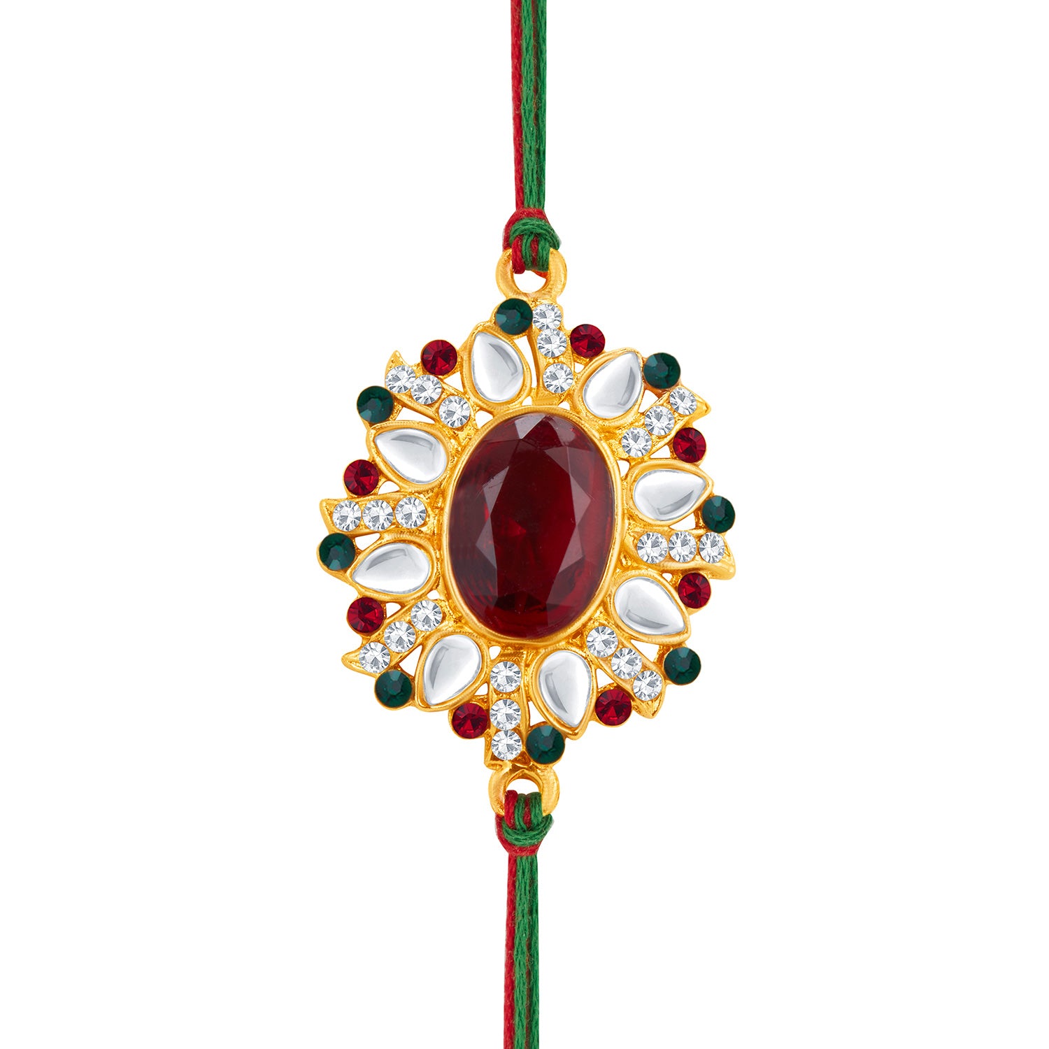Sukkhi Gleaming Gold Plated Rakhi with Roli Chawal and Raksha Bandhan Greeting Card for Men