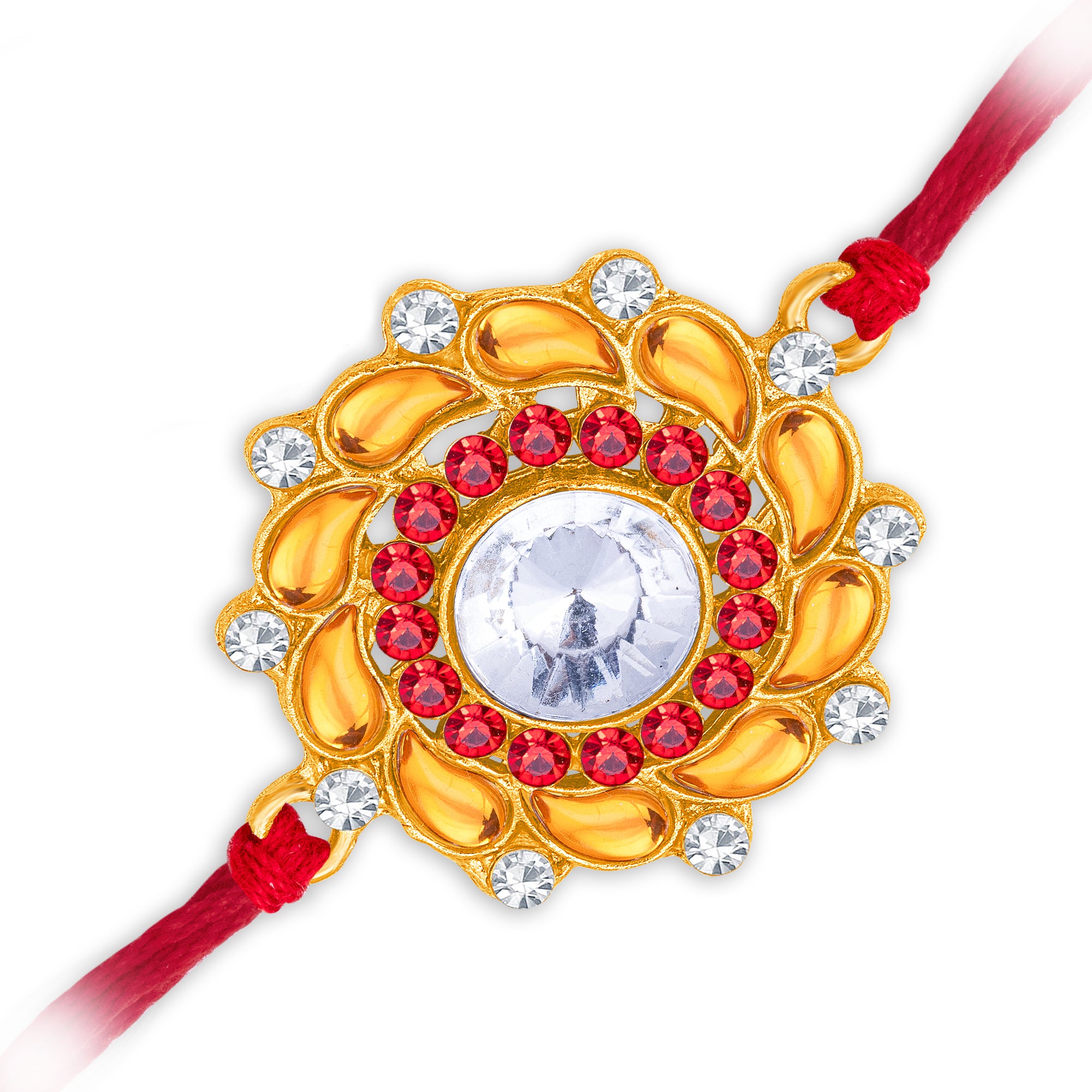 Sukkhi Incrediable Gold Plated Floral Rakhi with Roli Chawal and Raksha Bandhan Greeting Card For Men