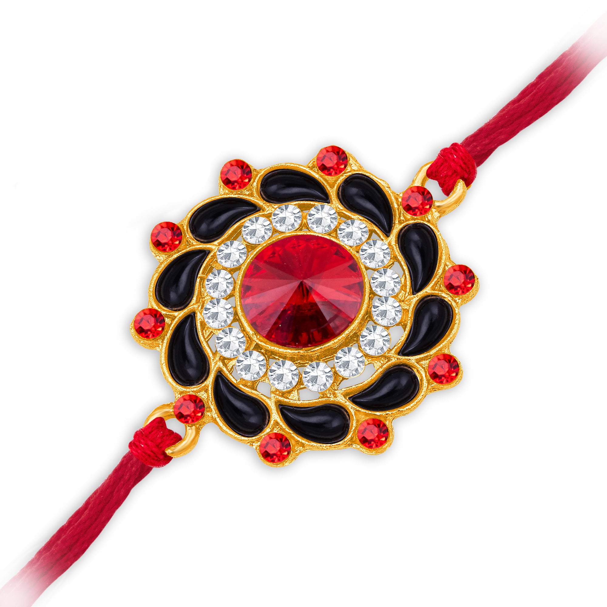 Sukkhi Delicate Gold Plated Floral Rakhi with Roli Chawal and Raksha Bandhan Greeting Card For Men
