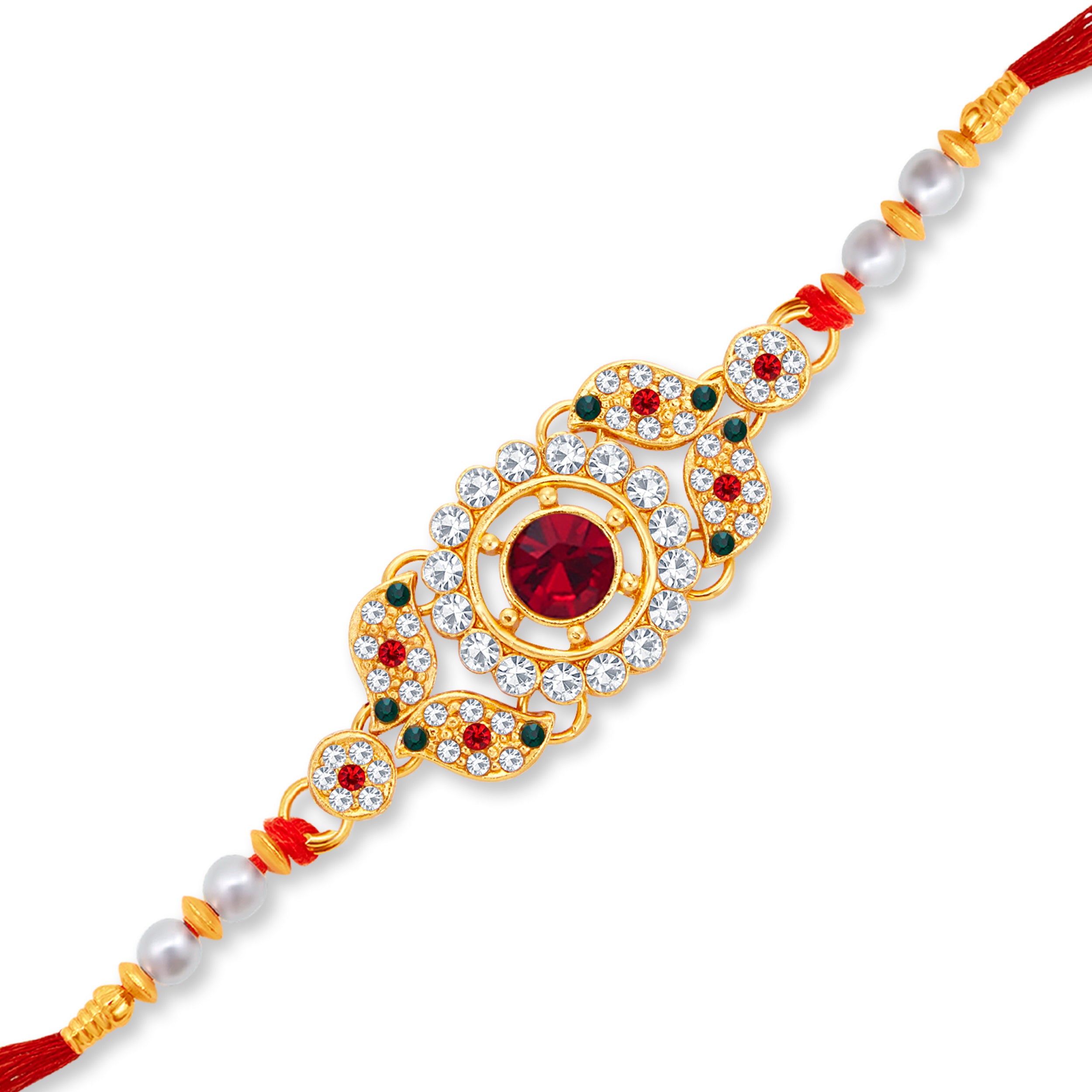 Sukkhi Fancy Gold Plated Rakhi with Roli Chawal and Raksha Bandhan Greeting Card For Men