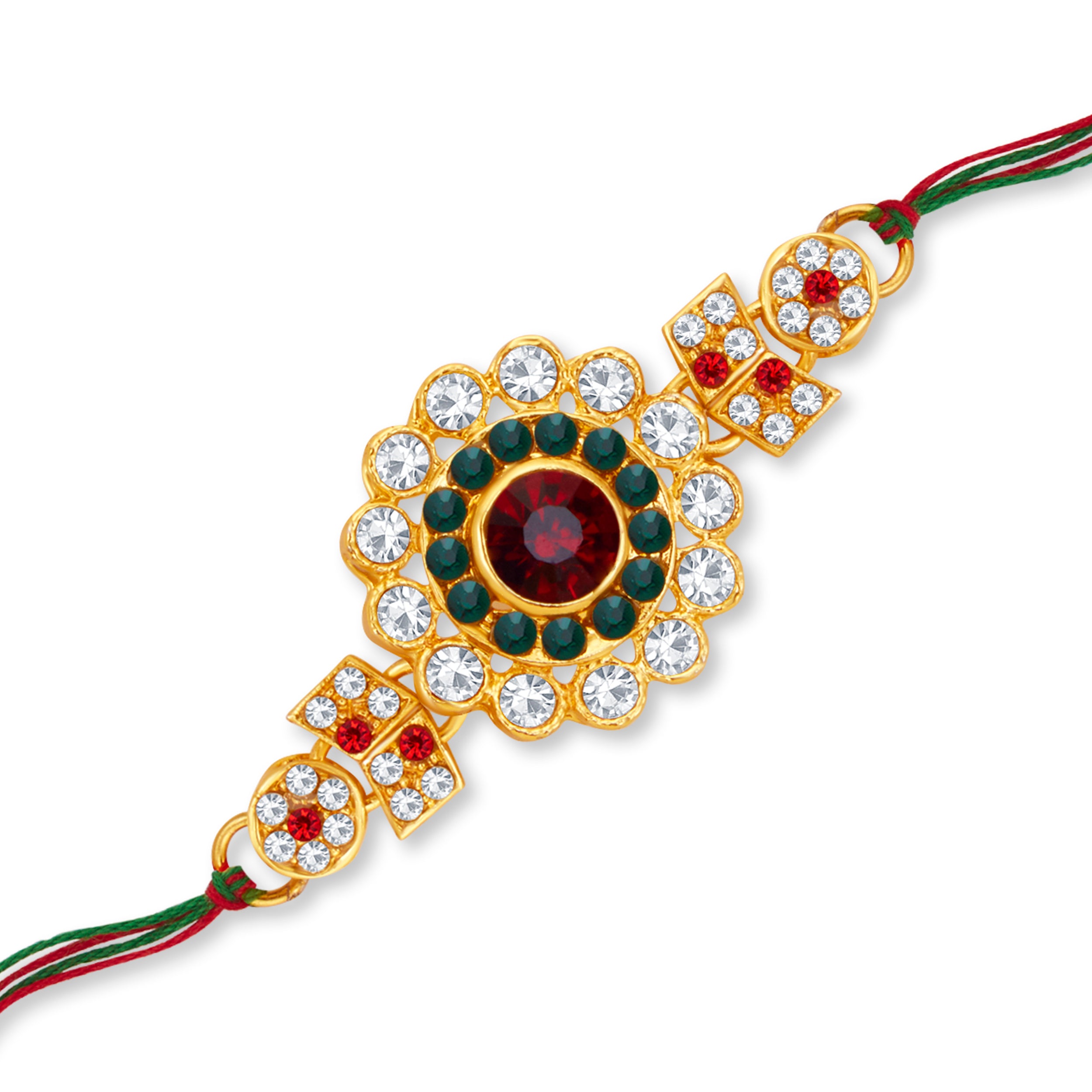 Sukkhi Lavish Gold Plated Floral Rakhi with Roli Chawal and Raksha Bandhan Greeting Card For Men