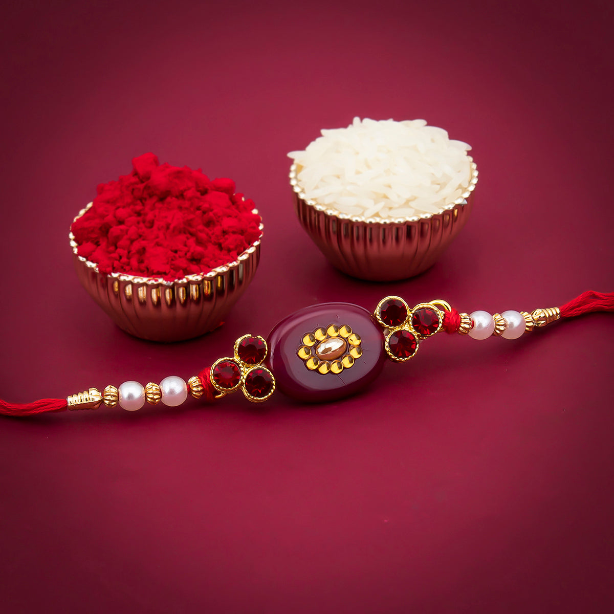 Sukkhi Dazzling Gold Plated Designer Rakhi with Roli Chawal and Raksha Bandhan Greeting Card For Men