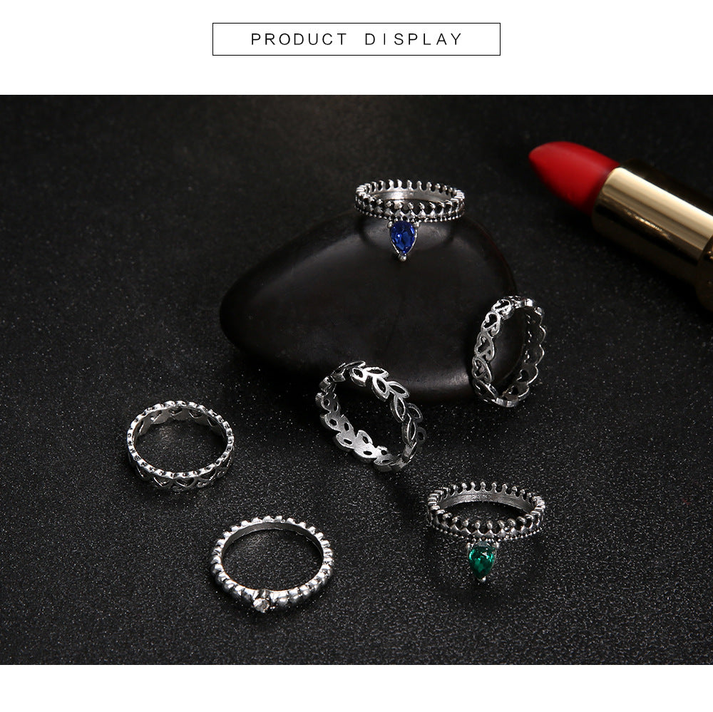 Scintillare by Sukkhi Excellent Heart Design Oxidised Ring Combo for Women