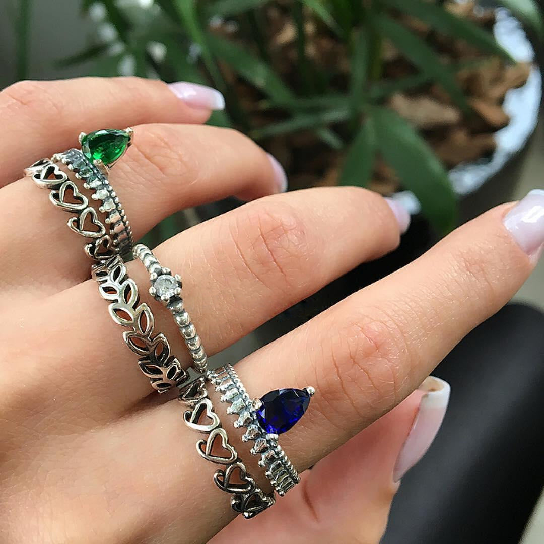 Scintillare by Sukkhi Excellent Heart Design Oxidised Ring Combo for Women