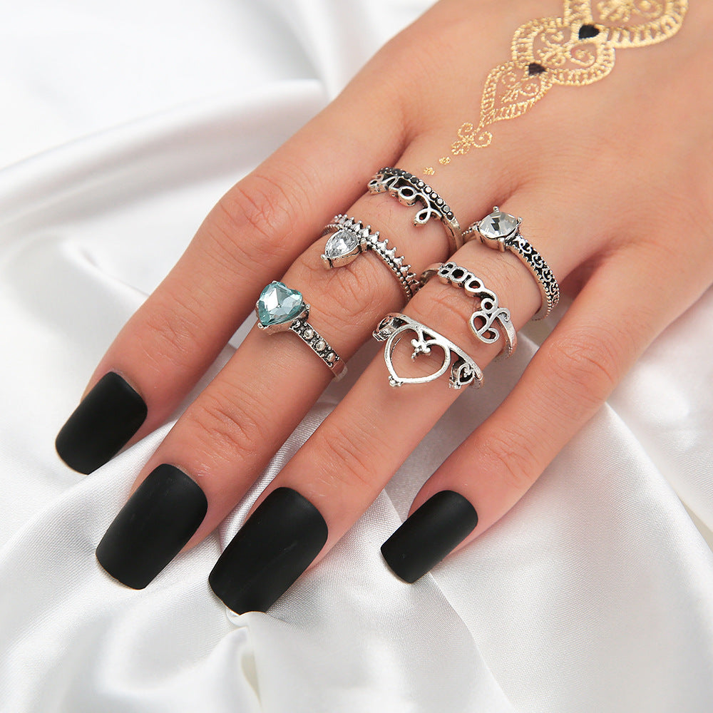 Scintillare by Sukkhi Attractive Heart Design Oxidised Ring Combo for Women