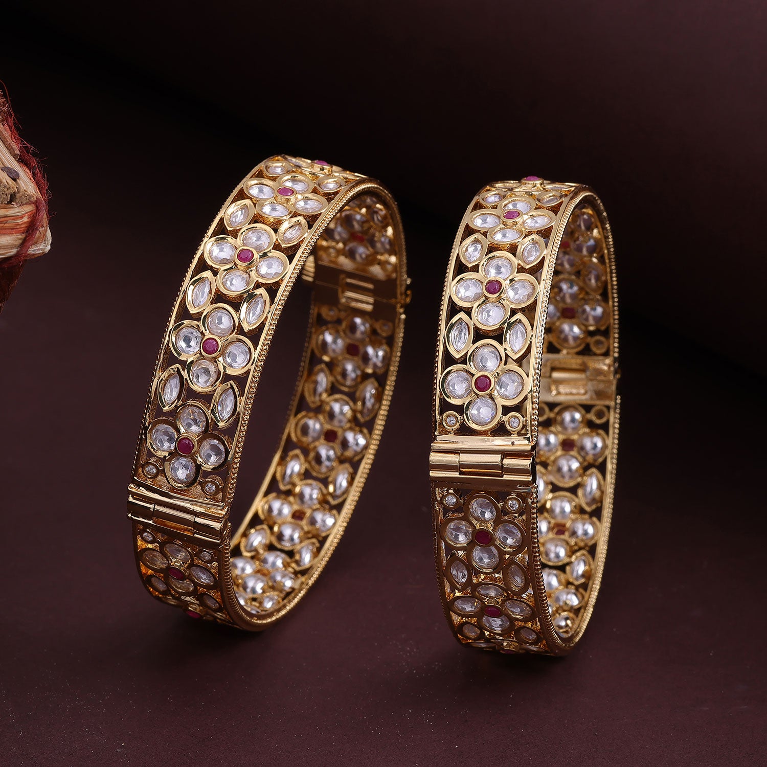Sukkhi Golden Gold Plated Kundan Bangle For Women