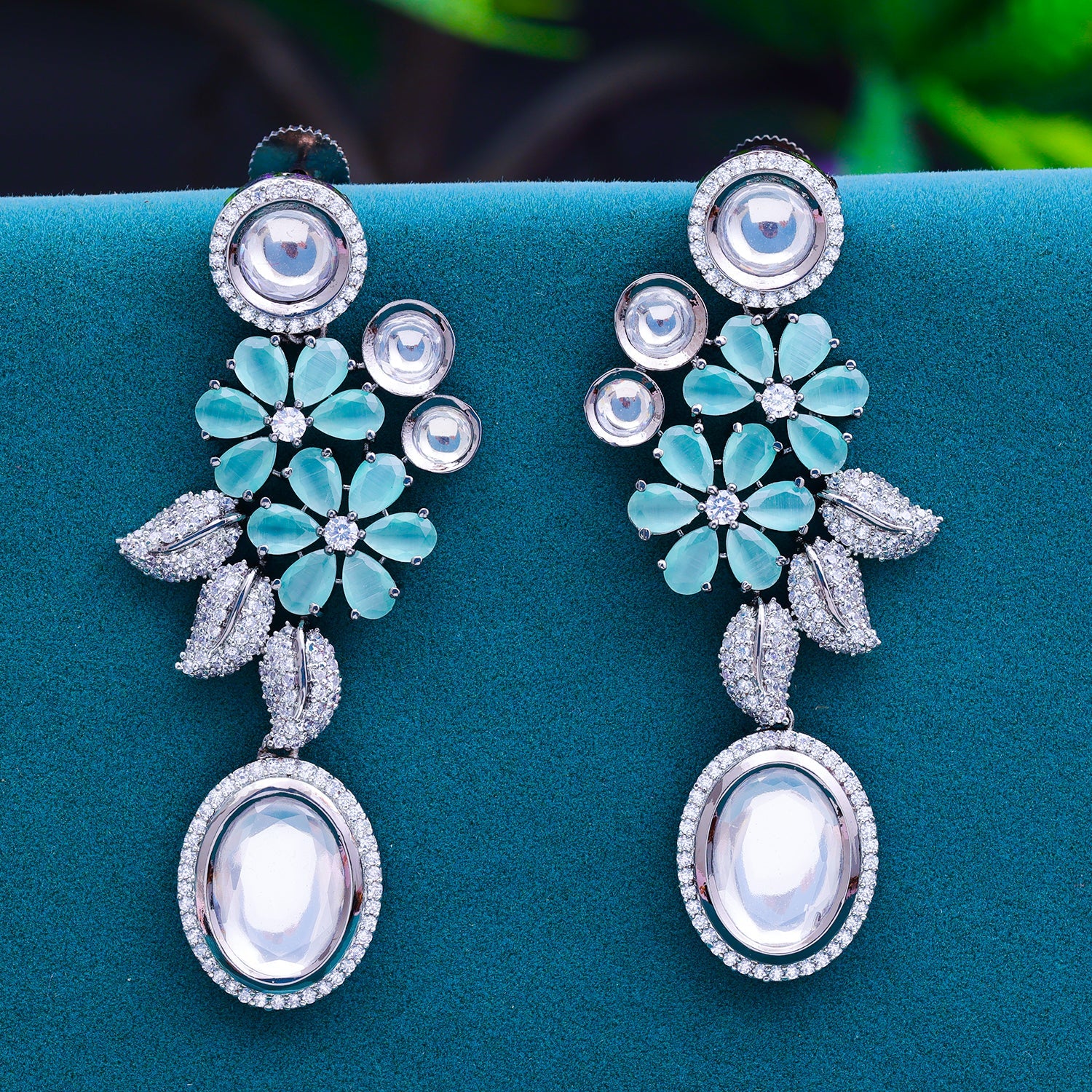 Sukkhi Silver Rhodium Plated CZ Drop Earring For Women
