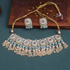 Sukkhi Aqua Gold Plated Kundan & Pearl Choker Necklace Set For Women