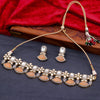 Sukkhi Orange Gold Plated Kundan & Pearl Choker Necklace Set For Women