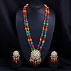 Sukkhi Multi Gold Plated Kundan & Pearl & CZ Long Necklace Set For Women