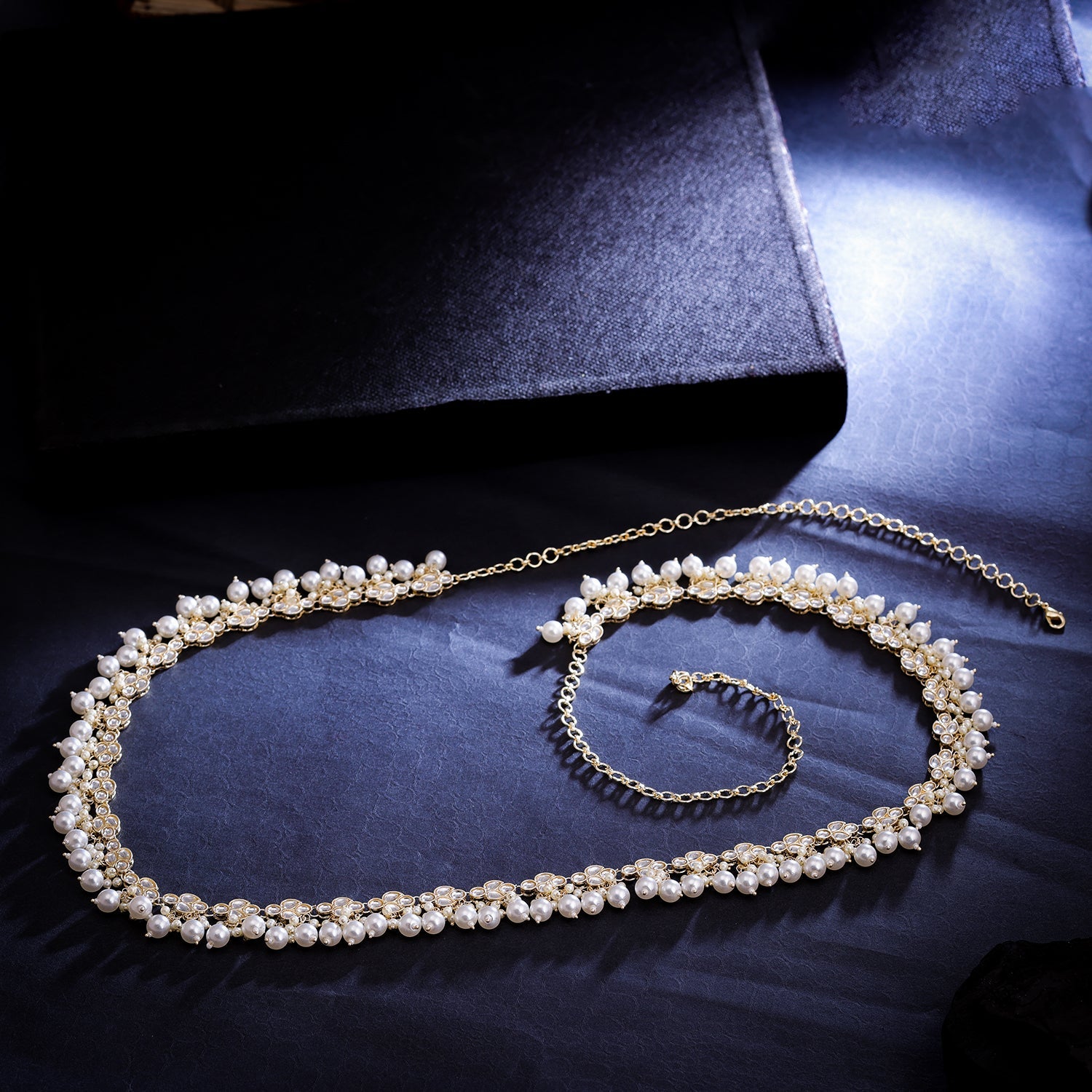 Sukkhi Golden Gold Plated Kundan & Pearl Kamarband For Women