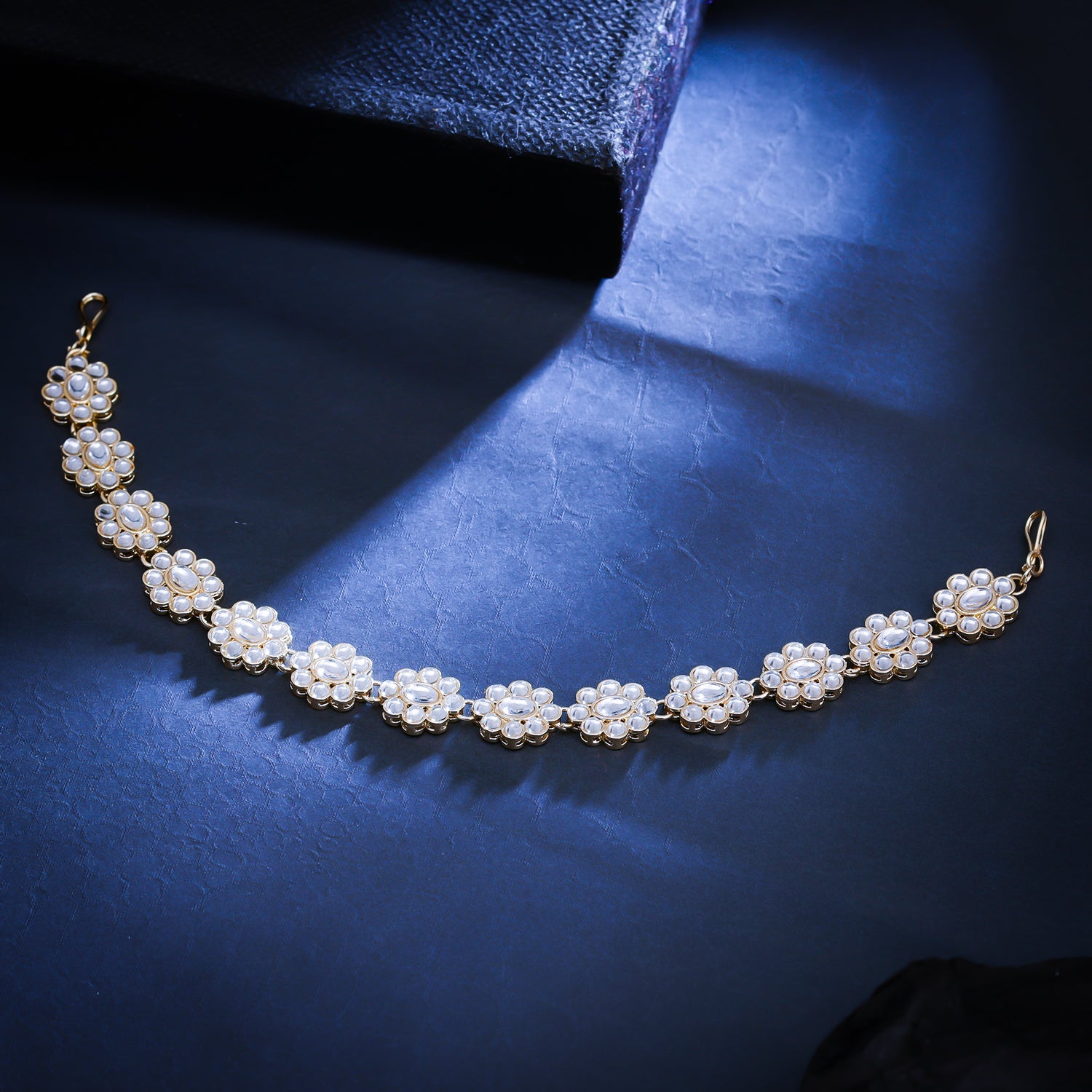 Sukkhi Golden Gold Plated Kundan & Pearl Matha Patti For Women