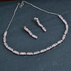 Sukkhi Pink Rhodium Plated CZ Choker Necklace Set For Women