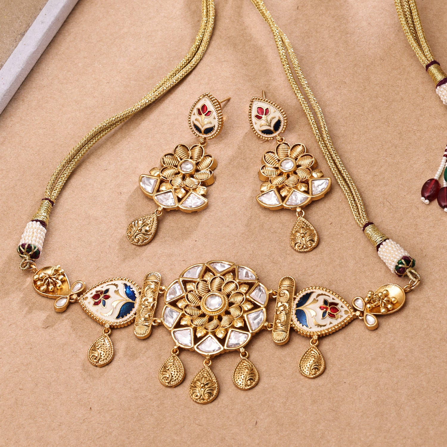 Sukkhi Hypnotic Gold Plated Kundan & Pearl Golden Necklace Set for Women