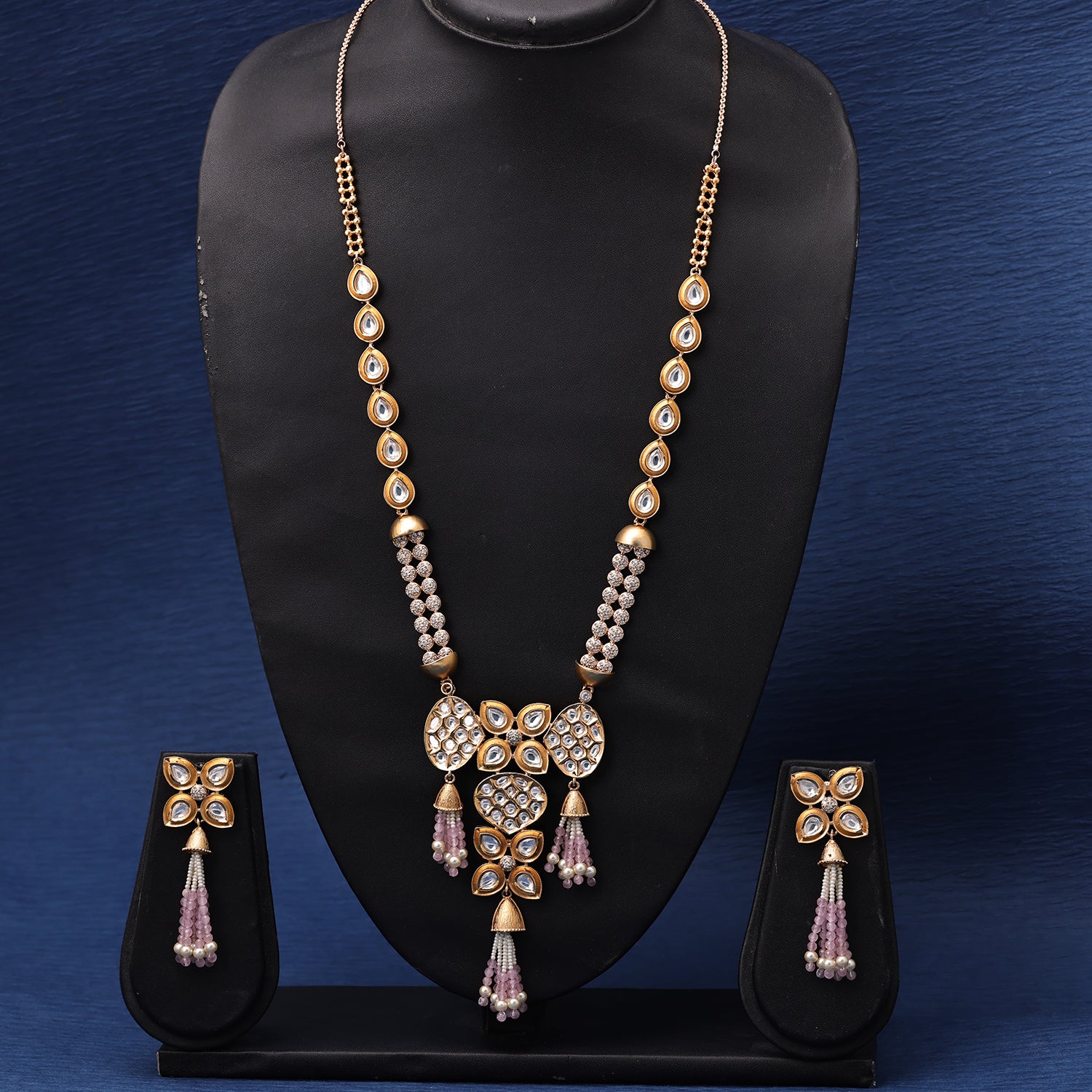 Sukkhi Bewitching Gold Plated Kundan & Pearl Pink Necklace Set for Women