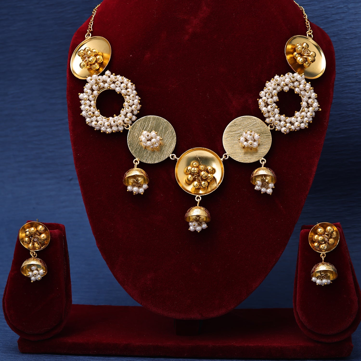 Sukkhi Captivating Gold Plated Pearl Golden Necklace Set for Women
