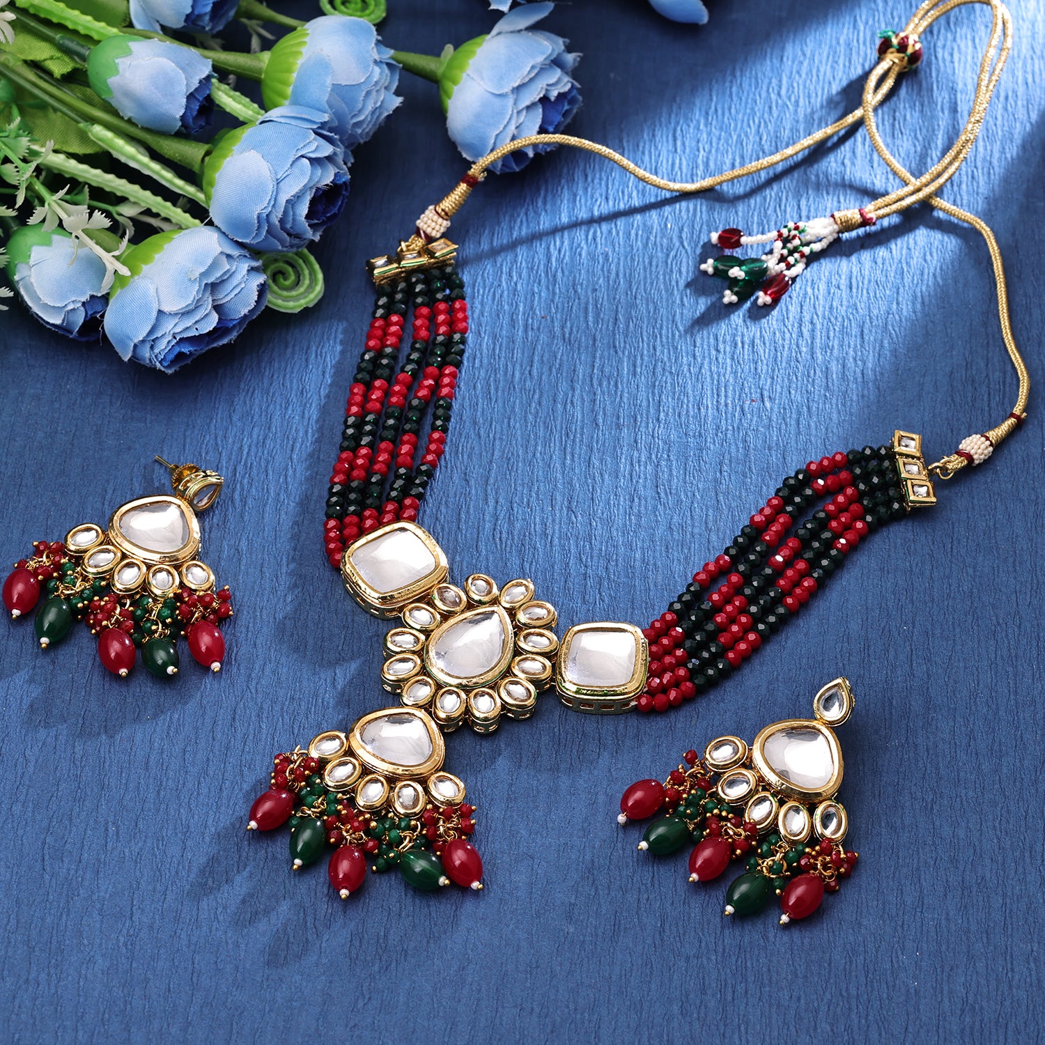 Sukkhi Magnificent Gold Plated Kundan & Pearl Multi Necklace Set for Women