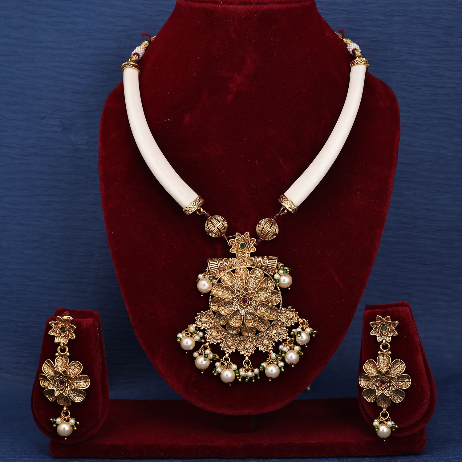 Sukkhi Pulchritudinous Gold Plated Pearl Golden Necklace Set for Women