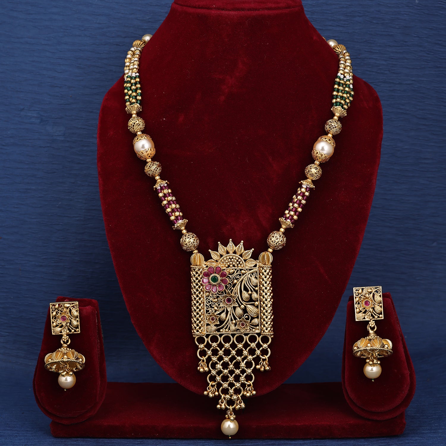 Sukkhi Hunky Gold Plated Pearl Golden Necklace Set for Women