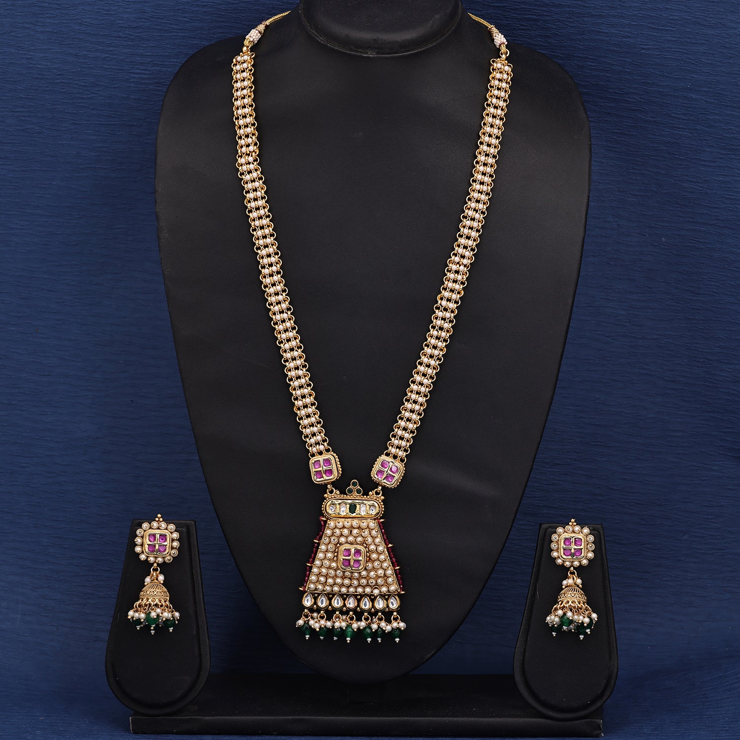 Sukkhi Showstopping Gold Plated Kundan & Pearl Golden Necklace Set for Women