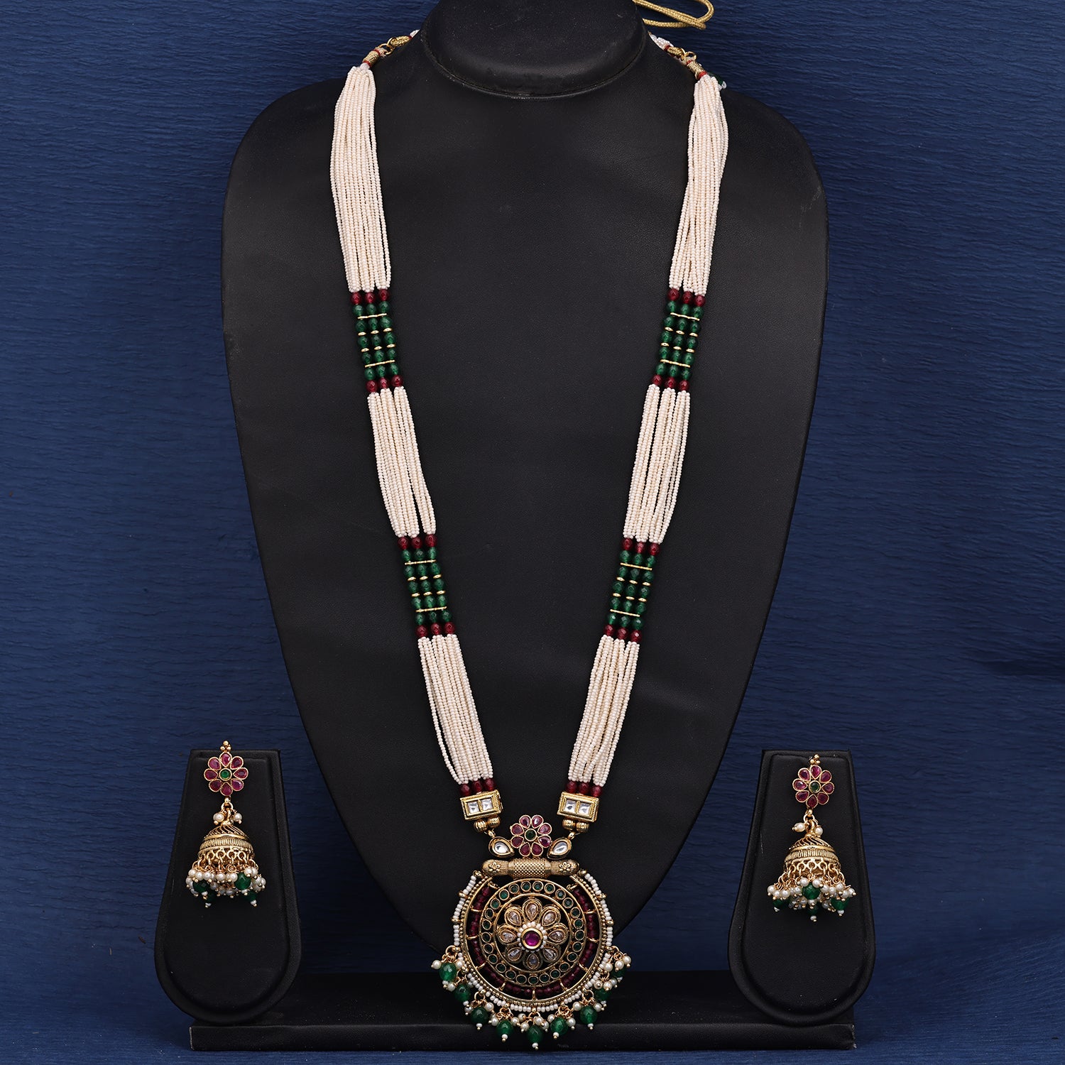 Sukkhi Splashy Gold Plated Kundan & Pearl Golden Necklace Set for Women