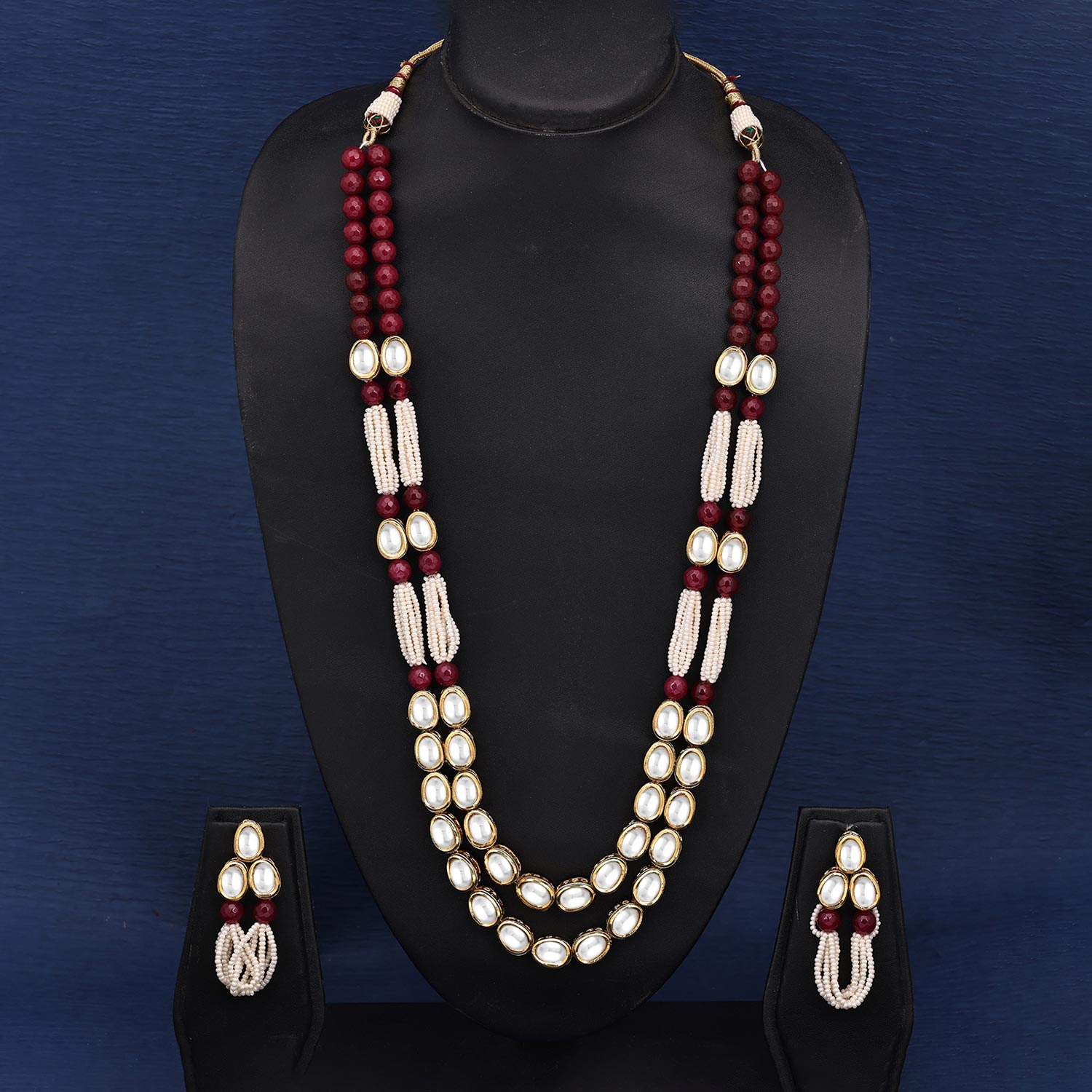 Sukkhi Special Gold Plated Kundan & Pearl Maroon Necklace Set for Women