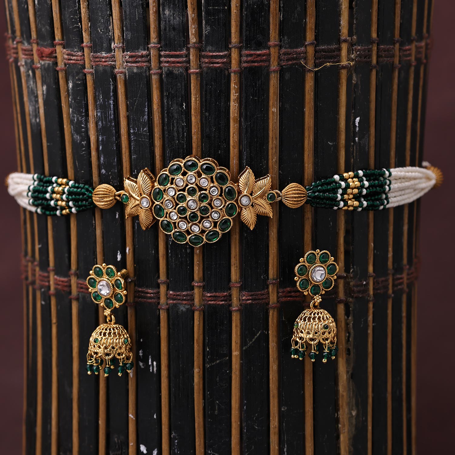 Sukkhi Hypnotic Gold Plated Pearl Green Necklace Set for Women