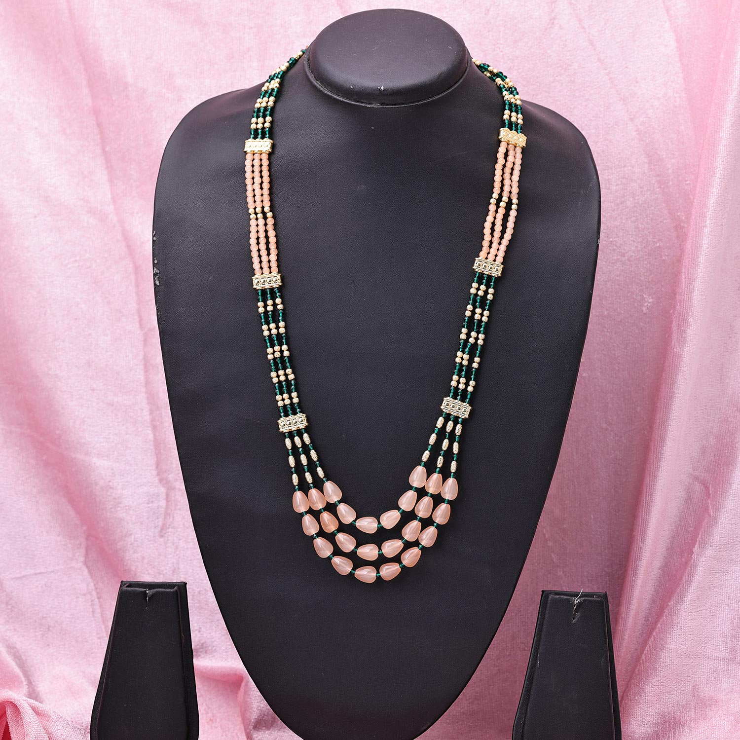 Sukkhi Intriguing Gold Plated Pearl Peach Necklace Set for Women