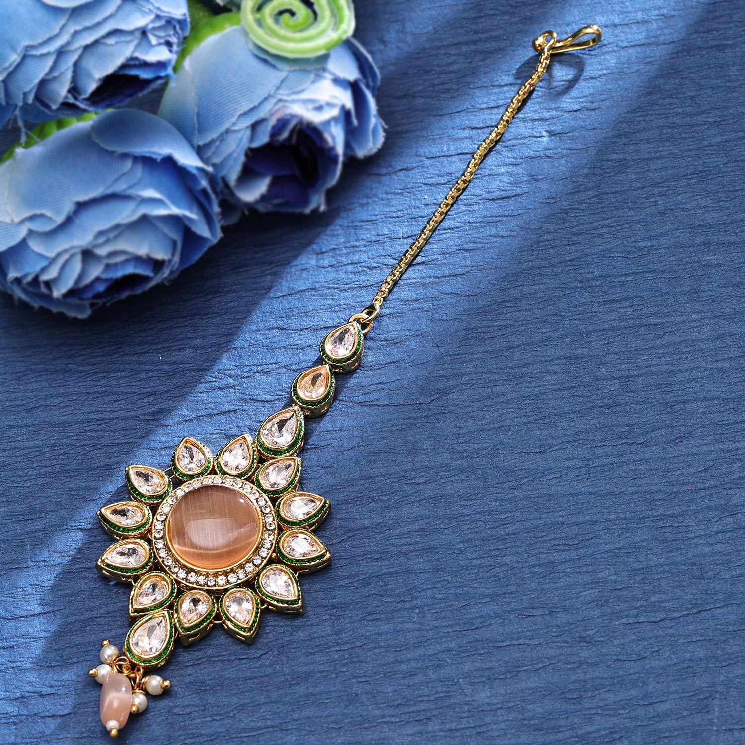 Sukkhi Foxy Gold Plated CZ Golden Maangtikka for Women